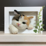 羊毛フェルト 窓ねこ 三毛猫