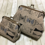 ＊SALE＊ぷっくりニット【リボンバタフライ】がま口ポーチ２個セット