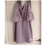 M様専用★綿麻、後ろリボン☆袖フリルチュニックワンピース （オールドピンク）