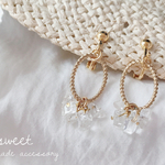 涼しげ♡クリスタルのフープイヤリング/ピアス /樹脂ノンホールピアス