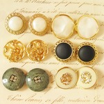 ■ペアセット■12個入■15-20mm■ビンテージボタン (ゴールドセット)　 [1446] アクセサリーに! 