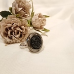 ブラック×シルバー  ボタン リング