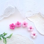 【:.+*:ピンクマーブルの小花パーツ＊樹脂粘土パーツ＊】