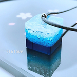 新作 世界一つだけ 海の宝物 海 UV レジン 三層色 泡 ネックレス ブルー ギフト 