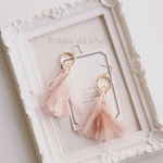 *♡ピンクオーガンジータッセル♡*ピアス/イヤリング
