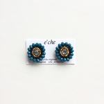 イヤリング dark blue ビーズ刺繍 