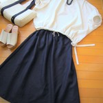 シンプルギャザースカート　リネン　フリー　ネイビー　RickRack　
