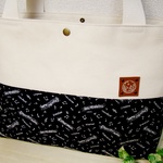 ノワール・メロディ☆たっぷりトートバッグ☆帆布＆本革タグ