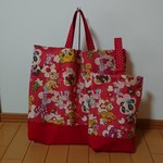 大きめレッスンバックと上履き入れ   レトロアニマル