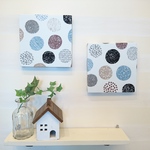 サークル柄（ホワイト）のファブリックパネル 2枚セット  20cm×20cm 