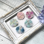 キラキラ　紫陽花のビーズ刺繍ブローチ