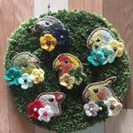 花モチーフ付＊鳥の刺繍ブローチ＊のこり２種