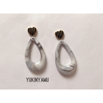 ストライプハート×ホワイト イヤリング/ピアス