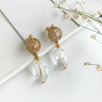 gold flower ball×クリアピアス／イヤリング