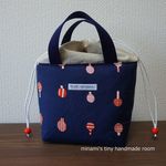 再販♡　洗える！保冷お弁当用トートバッグ　北欧風　トリコロールカラー　ランチトート　きのこ柄