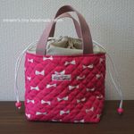 洗える！保冷お弁当用トートバッグ　女の子用　リボン柄　ピンク