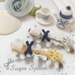 【受注制作】再21 Tea party アンティークスプーンの角砂糖バレッタ