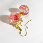 可愛すぎる❁︎お花のガラスドームピアス（レッド）