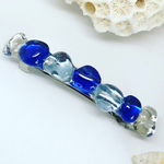 受注制作★ハンドメイド 丸っこいブルー×透明×薄水色の小さなバレッタです