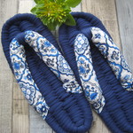 布ぞうり：monami506さまご予約品＊indigo blue22cm/antique tile