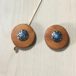 WOOD BROWN ANTIQUESILVER TURQUOISE ROUND BEADS CABOCHONS