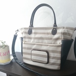 【marronlove様専用❤】おしりふきケース付き2wayショルダーバック(ﾍﾞｰｼﾞｭ&ボーダー)