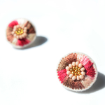 ＜Stella～遊び好きの星～＞刺繍ピアス◎ラズベリーチョコレート◎2way★ロングポスト/アレルギー対応変更可能