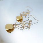 14KGF/ DOUBLE HEART EARRINGS
