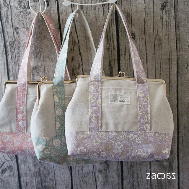 がま口ミニトートバッグ* リバティ風花柄