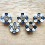 再…販✨🍀🌼Lace & denim fresh flower earring🌼🍀レースとデニムの爽やかお花ピアスorイヤリング🌼🍀✨白 フラワーギフト お出かけ  マリン ギフト シルバー