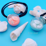オープンセール + 15%OFF ガラスドーム 閉じ込められた 海の世界 小さい 貝 ヘアゴム 海  ヘアアクセサリー 浴衣 着物 fish01