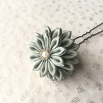 再販6 正絹つまみ細工のかんざし 緑B46