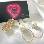 ヴィンテージフラワー×サークルゴールドパール大ぶりピアス♡