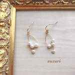 再販❤️バブル淡水パールフープピアス