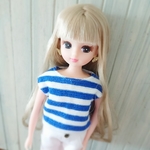リカちゃんフレンチスリーブのトップス(ブルーボーダー)