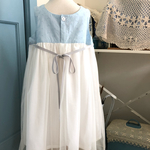  空色レースのチュールワンピース ドレス　　 120