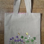 すみれ、シロツメクサ刺繍のバッグ(n様オーダー品)