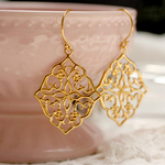 ☆エレガント☆レースアラベスクピアス（ゴールド加工）Lace Arabesque Earring K24GP