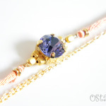 Bijou Bracelet/Pale Pink Satin with Tanzanite Swarovski