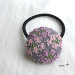紫陽花  リボン刺繍ヘアゴム  ブローチへ変更可能☆