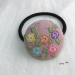 朝顔  刺繍ヘアゴム  ブローチへ変更可能