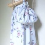 爽やかな花柄の洗えるお着物地からのタックスカートとキャザーバッグのセット