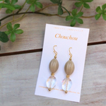beige×clearビーズ  ピアス