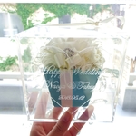 《名入れギフト☆メッセージ刻印》message ROSE “TIFFANY FLOWER”　☆大きいサイズ☆上品なティファニーカラーのフラワーボックス