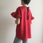 リネン ＊ フリル袖ブラウス  red