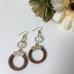 クリアビーズ×ウッドフープピアス
