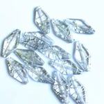 クリア アクリル    レクタングル  ビーズ  シルバーライン 31mm×15mm 16個