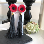 red flower tassel ピアス（イヤリング）