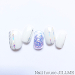 再販3ෆ̈おしゃれストライプの爽やか夏Nail-オーロラ- ネイルチップ