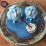 ふくろう ペア  アクアブルー